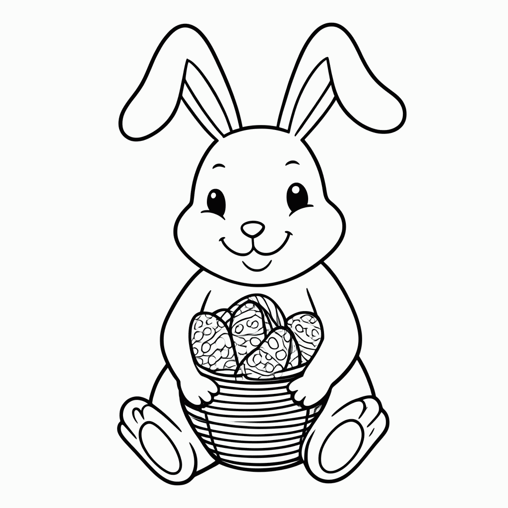 Desenho de Pascoa Coelho para colorir e imprimir grátis em folha A4