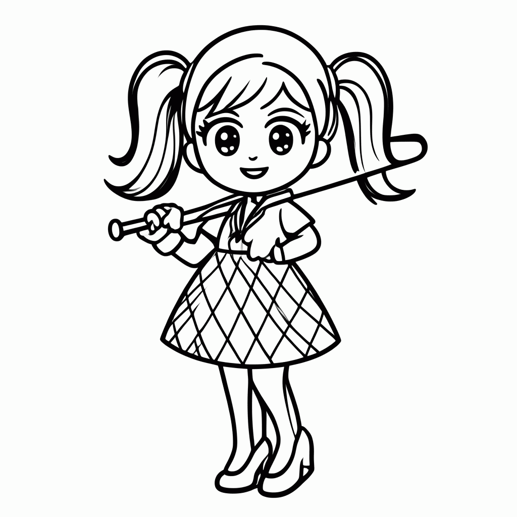 Desenho de Arlequina para colorir e imprimir grátis em folha A4