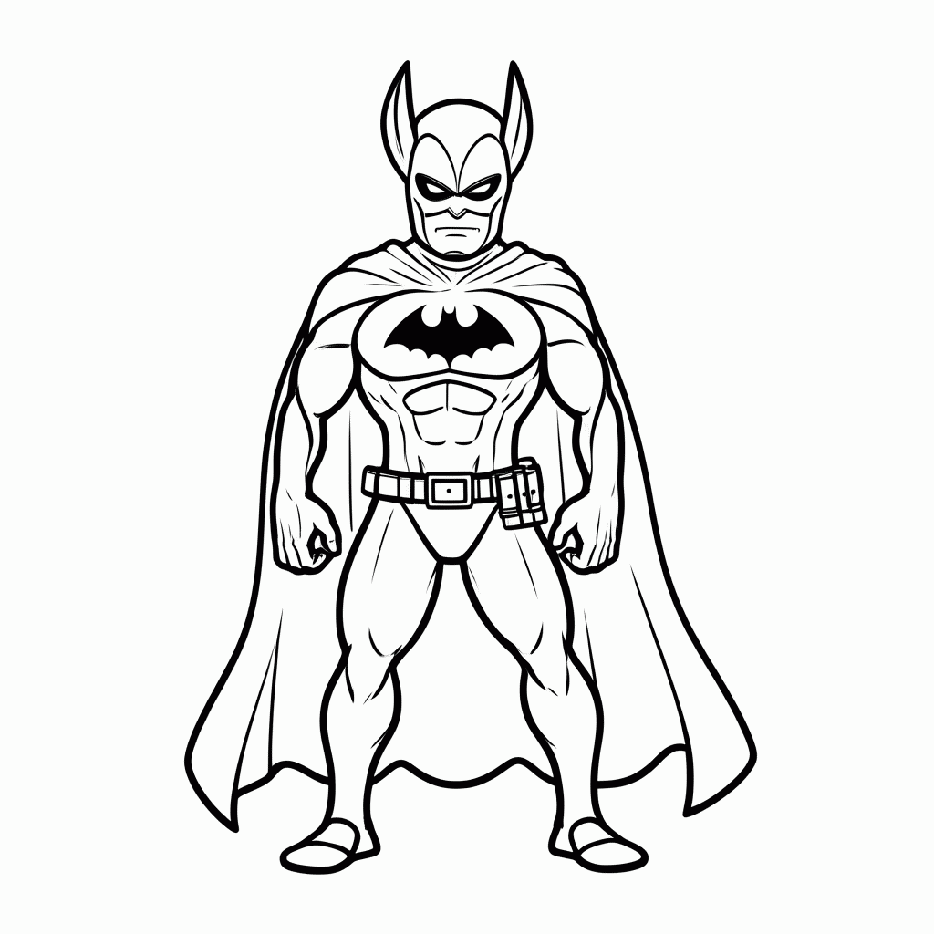Desenho de Batman Com Capa para colorir e imprimir grátis em folha A4