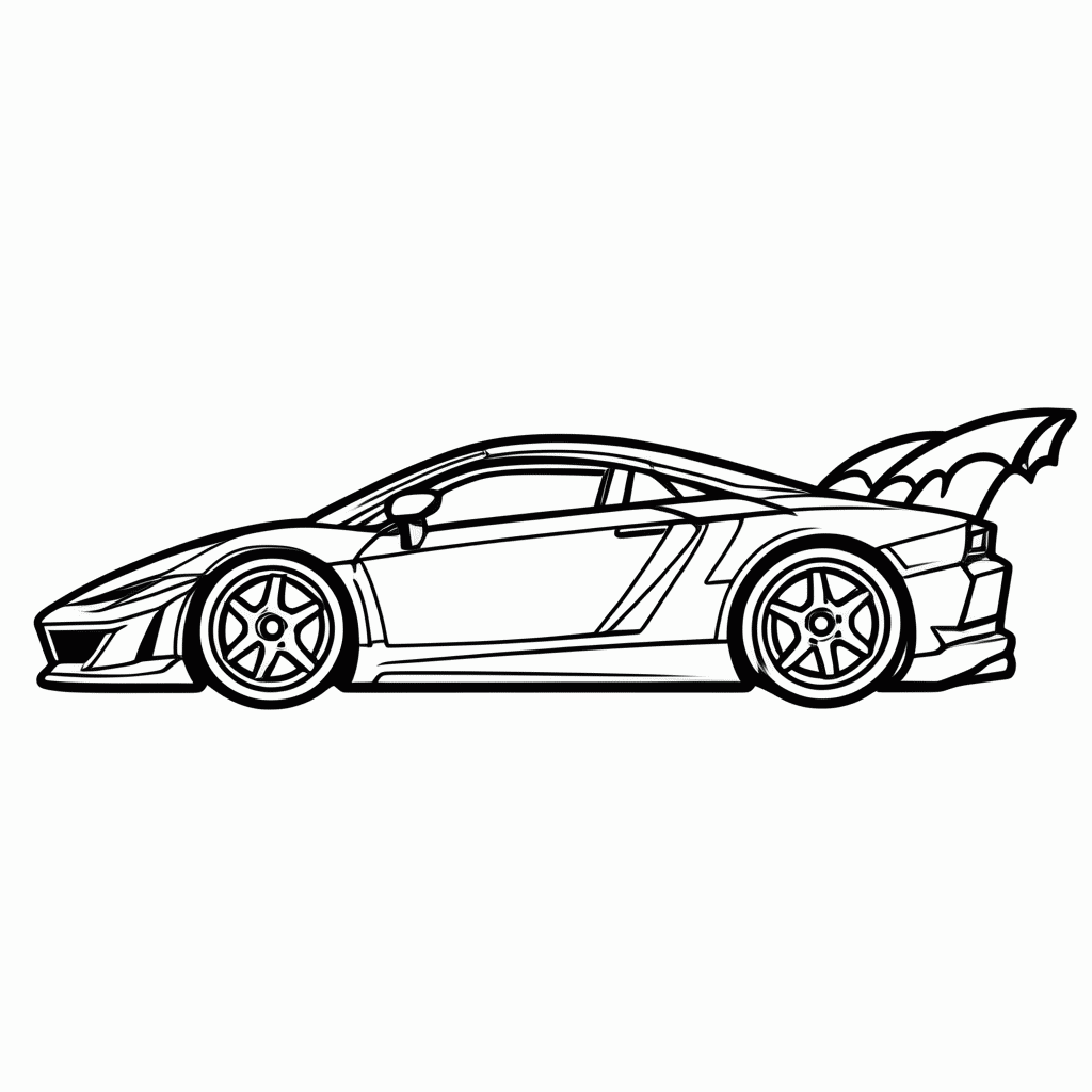 Desenho de Batmovel para colorir e imprimir grátis em folha A4