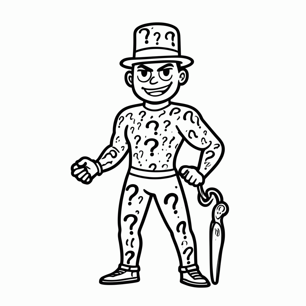 Desenho de Charada Riddler para colorir e imprimir grátis em folha A4