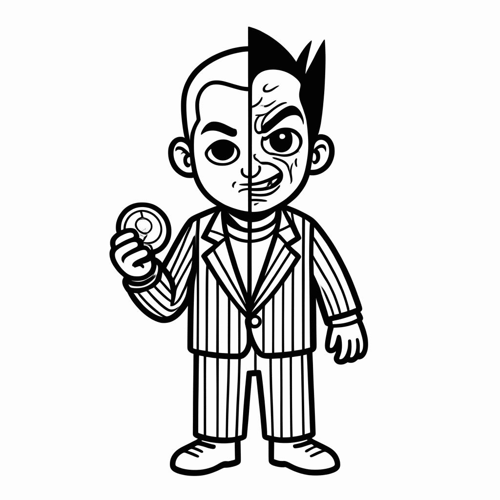 Desenho de Duas Caras para colorir e imprimir grátis em folha A4