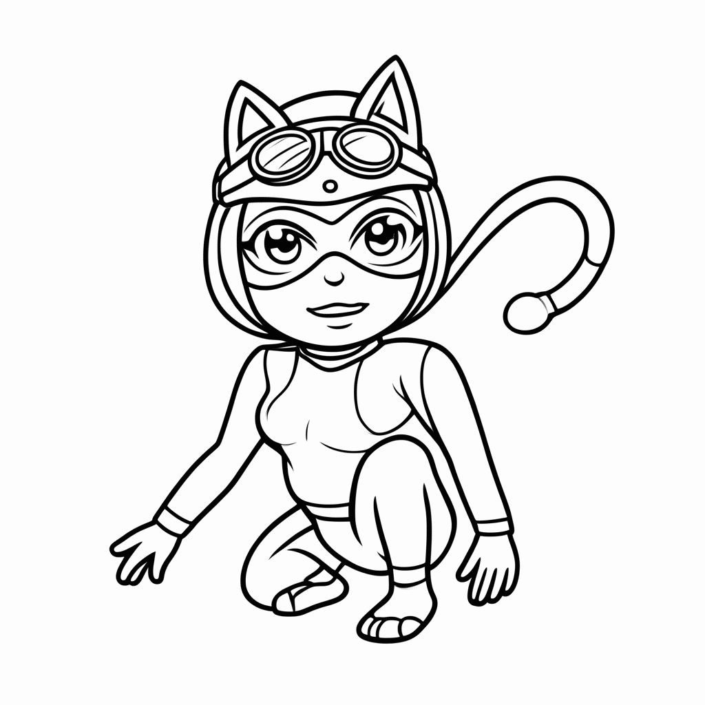 Desenho de Mulher Gato Catwoman para colorir e imprimir grátis em folha A4