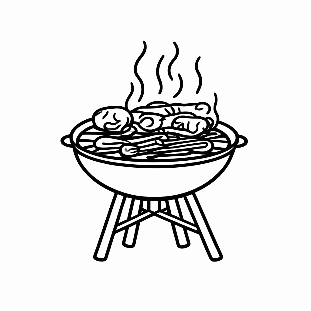 Desenho de Barbeque Em Familia para colorir e imprimir grátis em folha A4