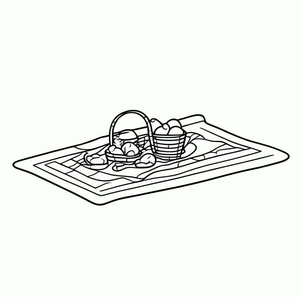 Desenho de Piquenique para colorir e imprimir grátis em folha A4