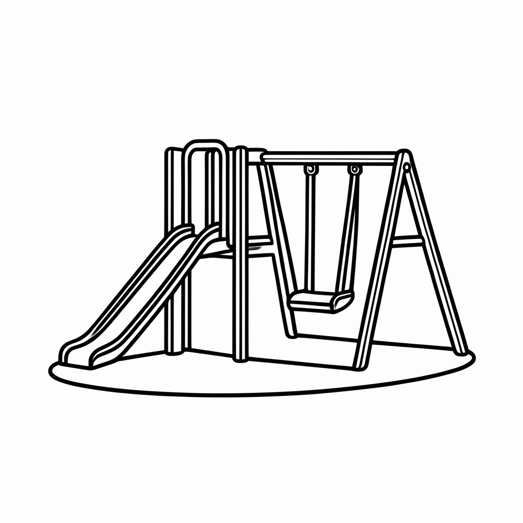 Desenho de Playground No Parque para colorir e imprimir grátis em folha A4