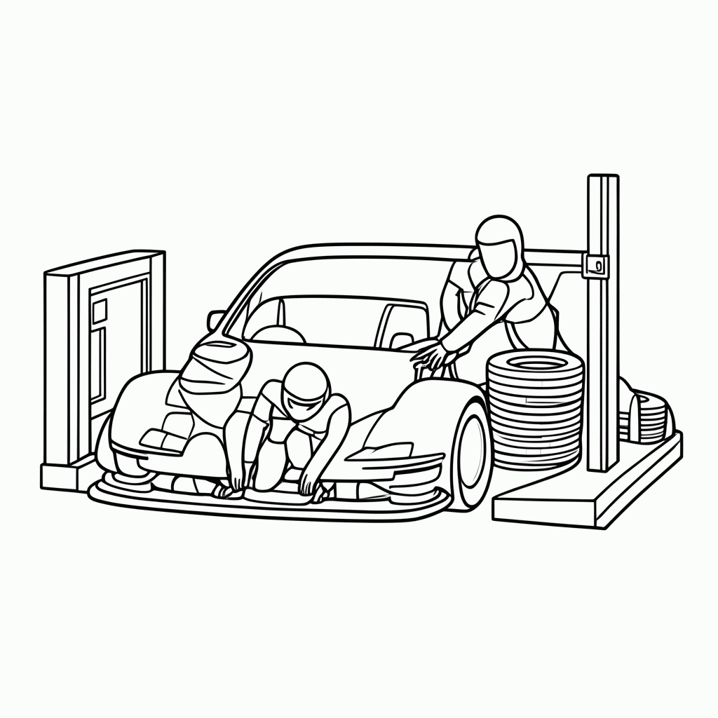 Desenho de Pit Stop para colorir e imprimir grátis em folha A4