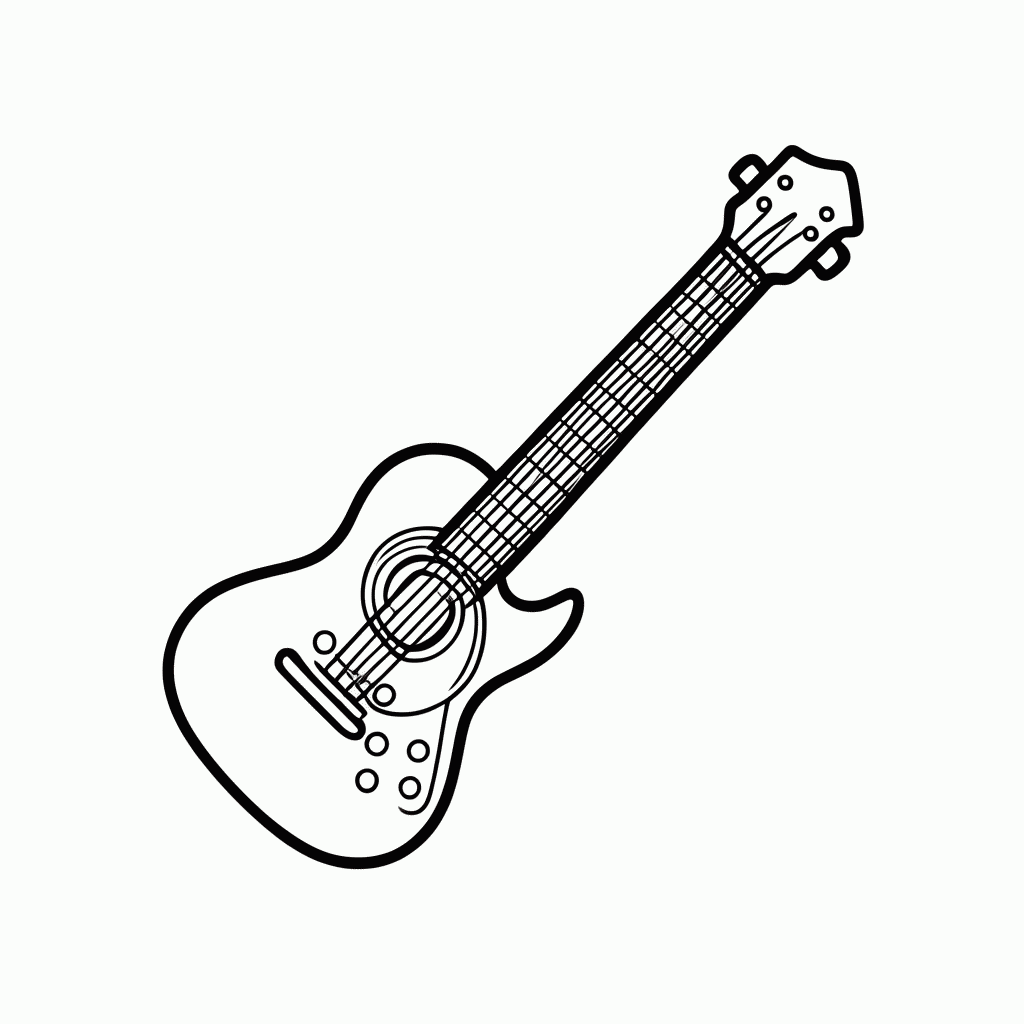 Desenho de Violao Prateado para colorir e imprimir grátis em folha A4