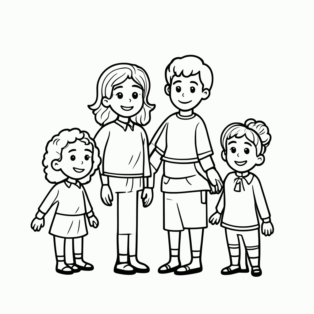 Desenho de A Família para colorir e imprimir grátis em folha A4