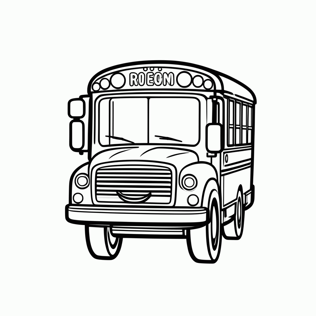 Desenho de Ônibus Amarelo para colorir e imprimir grátis em folha A4