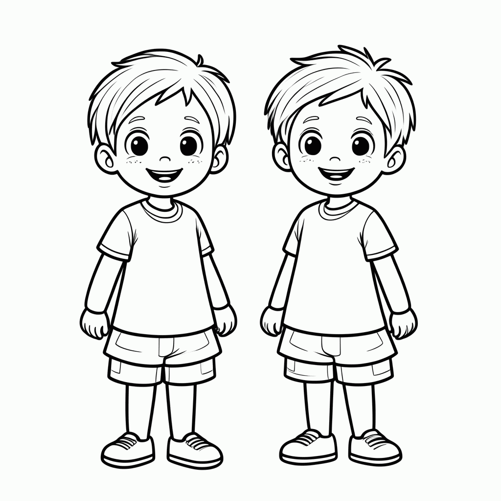 Desenho de TomTom e YoYo para colorir e imprimir grátis em folha A4