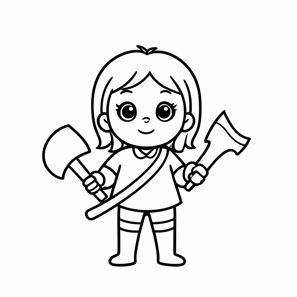 Desenho de Astrid Com Machado para colorir e imprimir grátis em folha A4