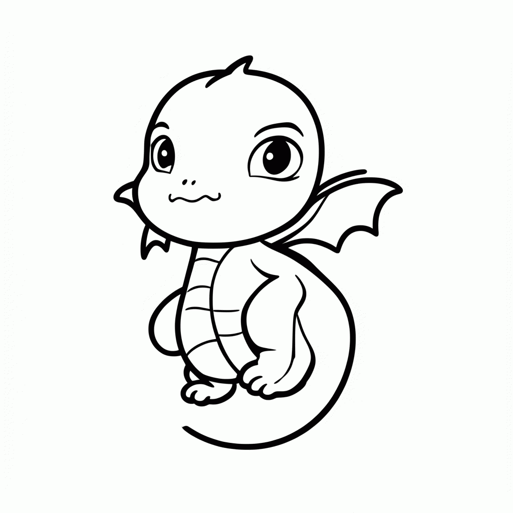 Desenho de Dragão Filhote para colorir e imprimir grátis em folha A4