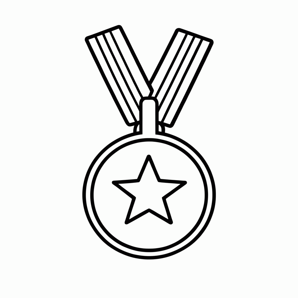 Desenho de Medalha de Herói para colorir e imprimir grátis em folha A4