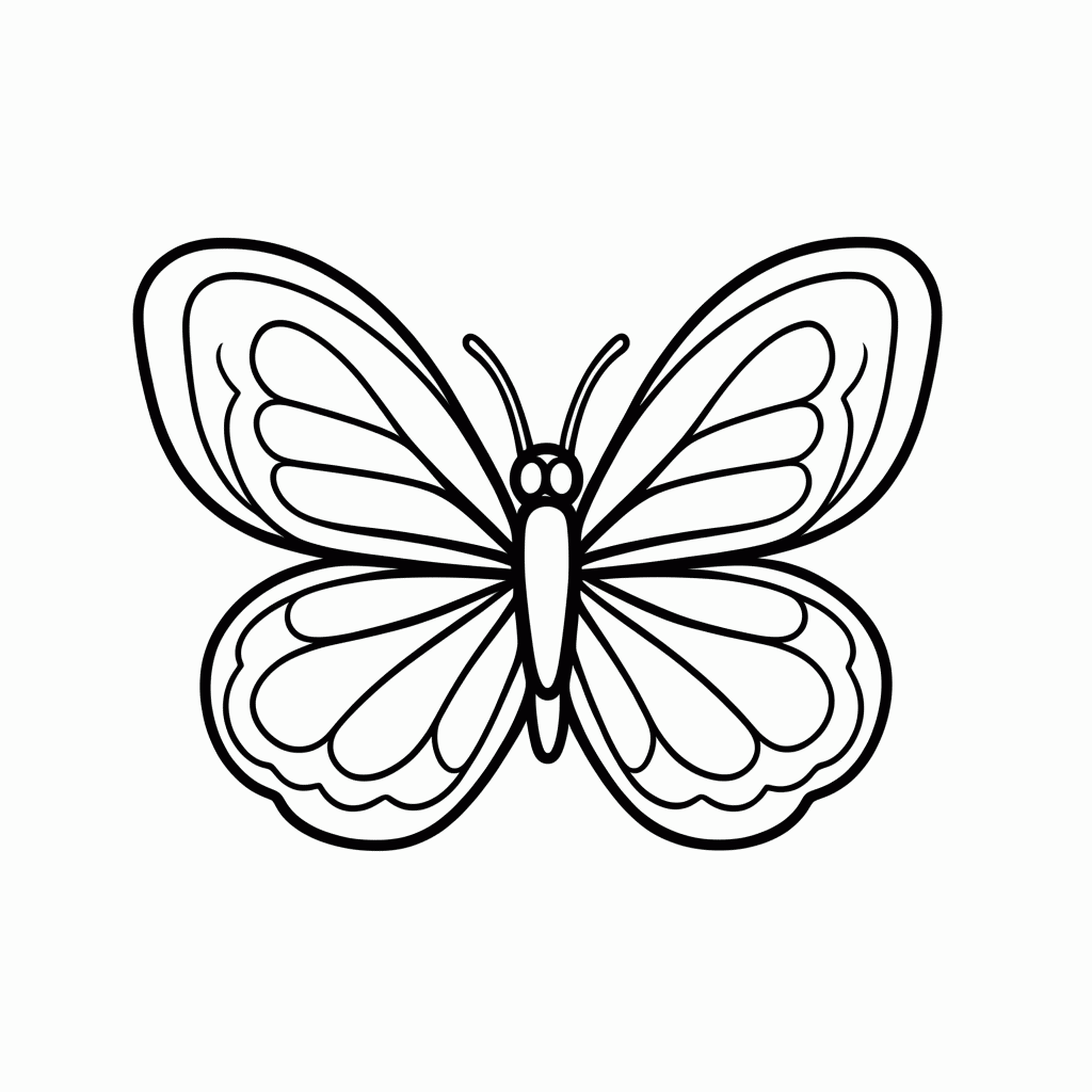 Desenho de Borboleta Amarela para colorir e imprimir grátis em folha A4