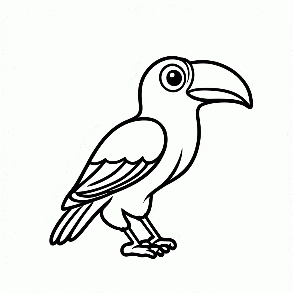 Desenho de Tucan Pico Grande para colorir e imprimir grátis em folha A4