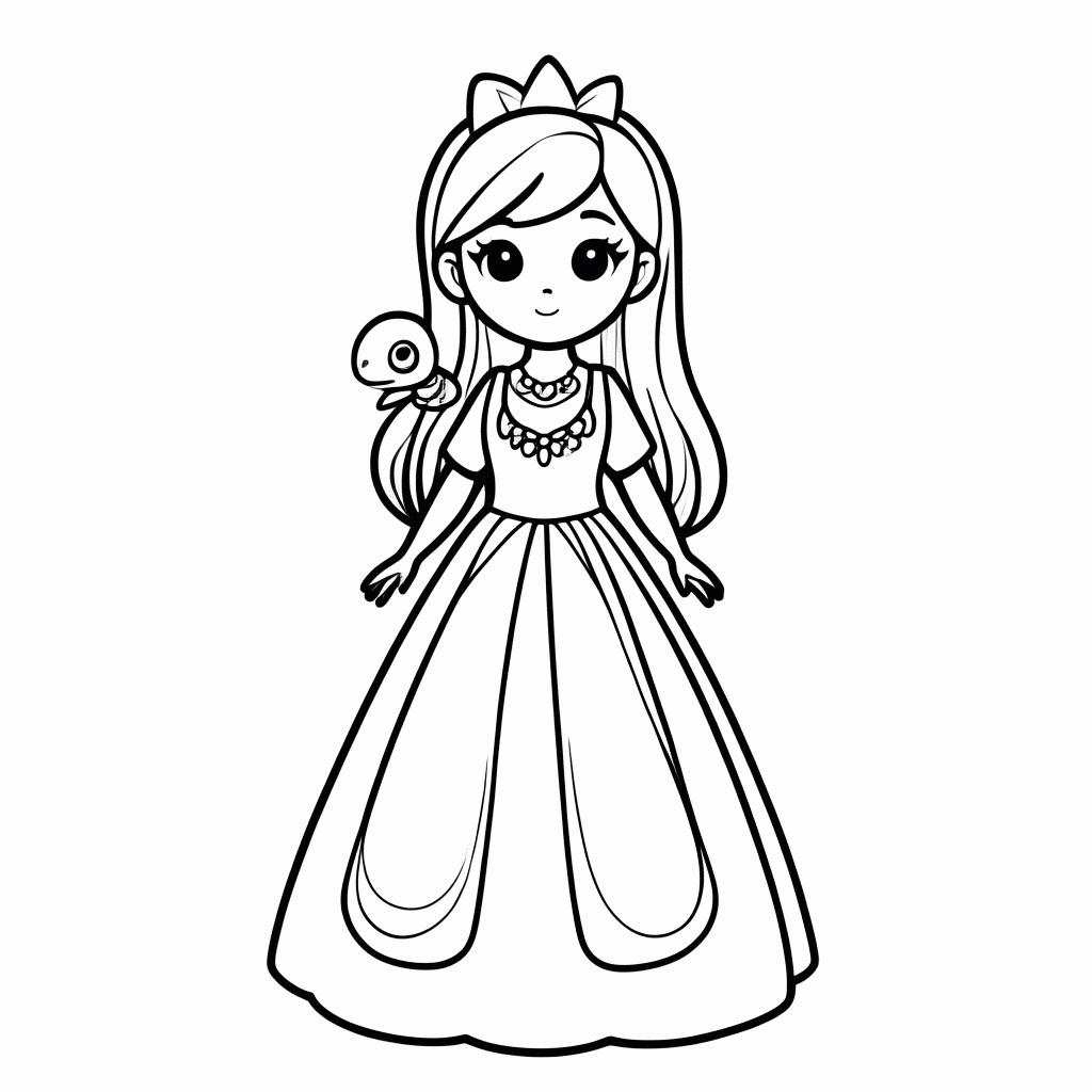 Desenho de Rapunzel e Pascal para colorir e imprimir grátis em folha A4