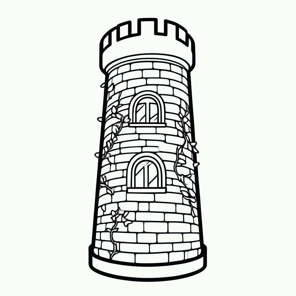 Desenho de Torre da Rapunzel para colorir e imprimir grátis em folha A4