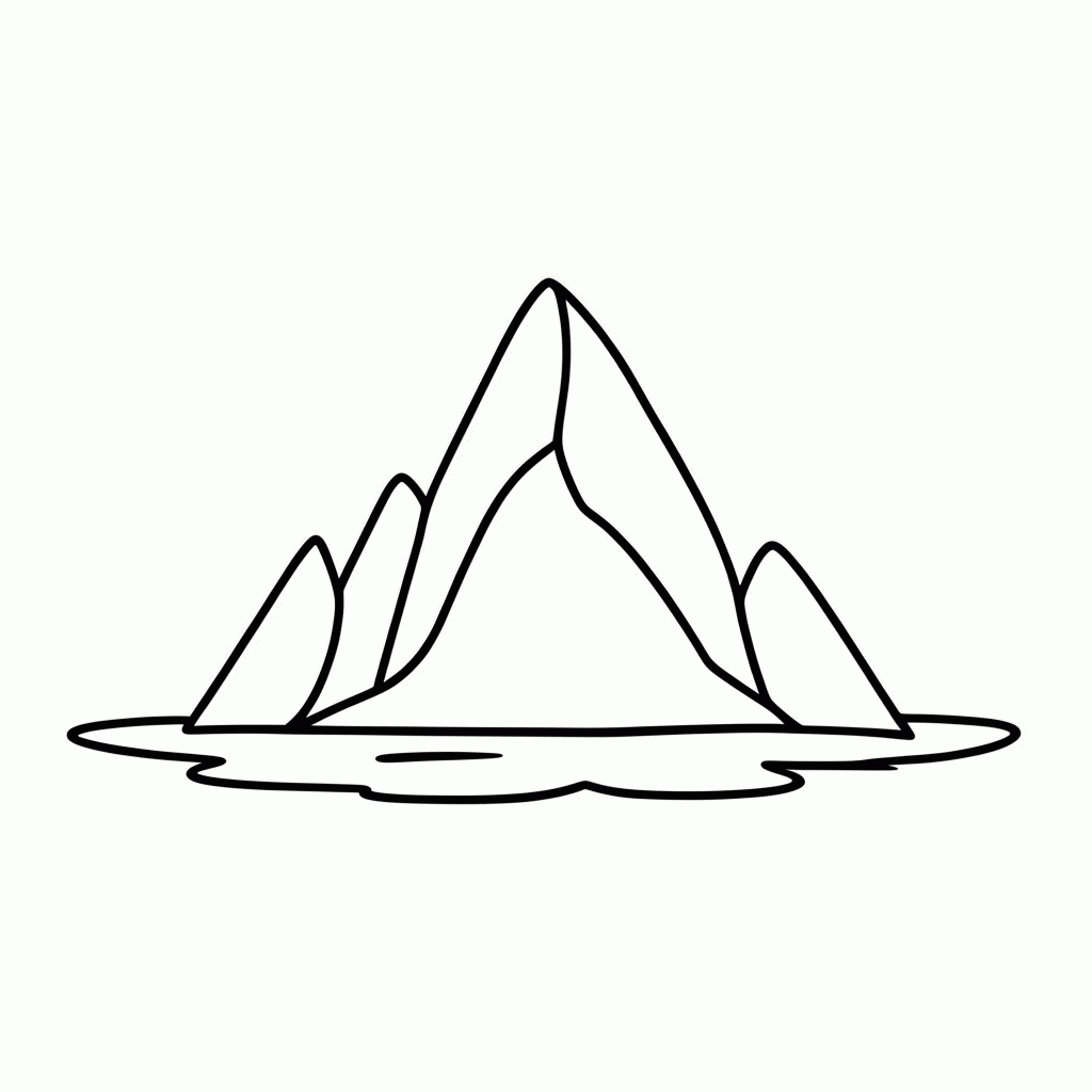 Desenho de Iceberg Flutuante para colorir e imprimir grátis em folha A4