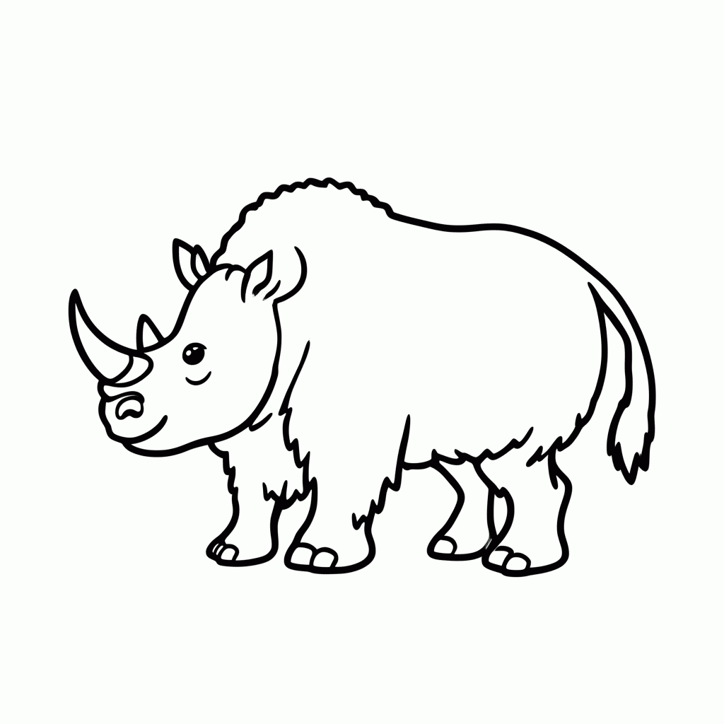Desenho de Rinoceronte Glacial para colorir e imprimir grátis em folha A4