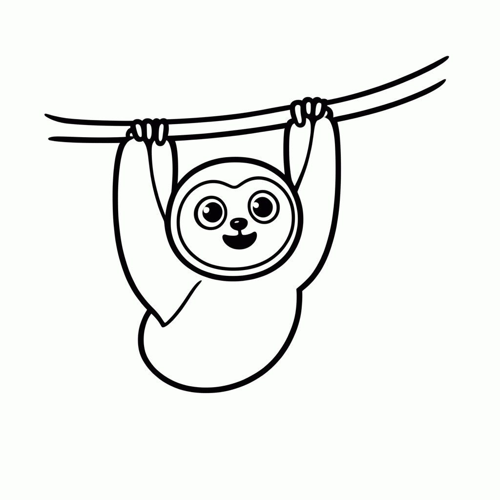 Desenho de Sloth Fofo para colorir e imprimir grátis em folha A4
