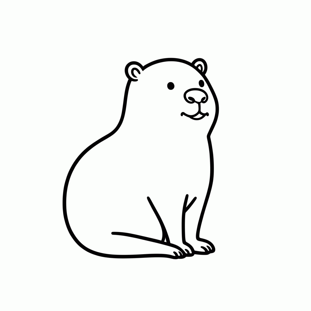 Desenho de A Capivara para colorir e imprimir grátis em folha A4