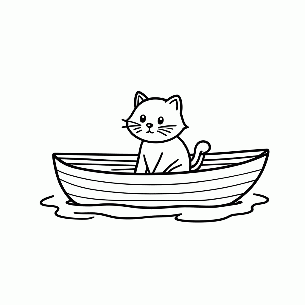 Desenho de O Gato na Água para colorir e imprimir grátis em folha A4