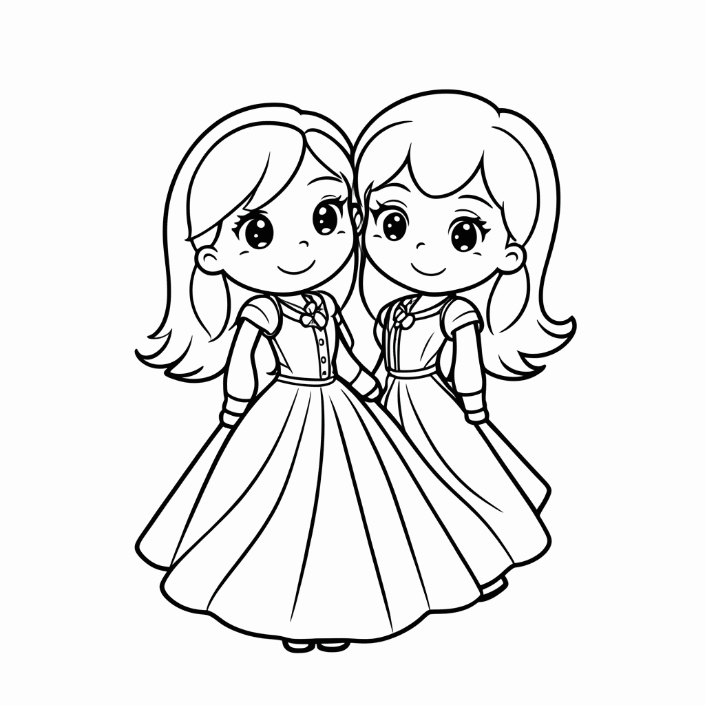 Desenho de Elsa E Anna Juntas para colorir e imprimir grátis em folha A4