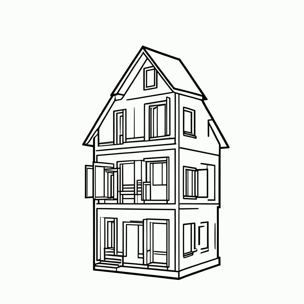 Desenho de Casa de Bonecas para colorir e imprimir grátis em folha A4