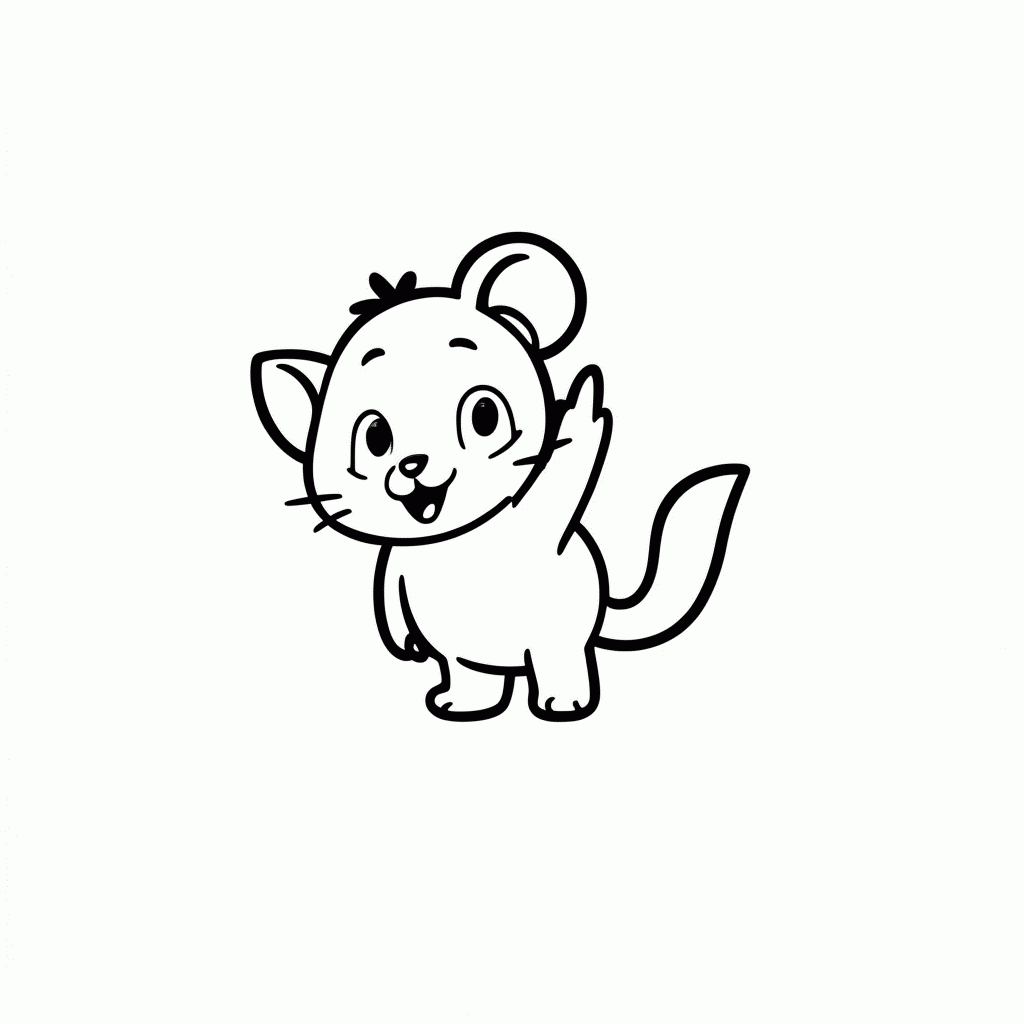 Desenho de Gato-Rato para colorir e imprimir grátis em folha A4