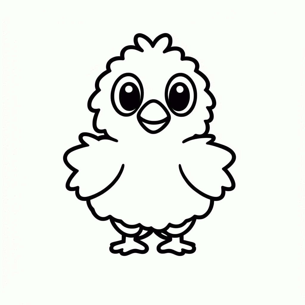 Desenho de Pintinho Amarelinho para colorir e imprimir grátis em folha A4