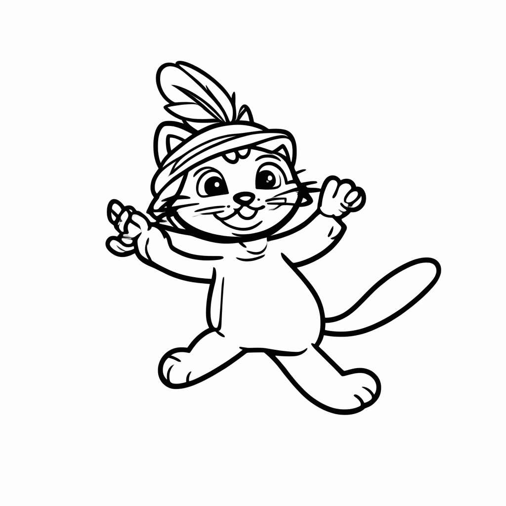 Desenho de Gato com Espada para colorir e imprimir grátis em folha A4