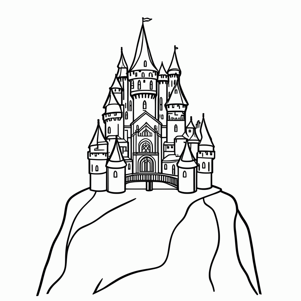 Desenho de Castelo De Hogwarts para colorir e imprimir grátis em folha A4