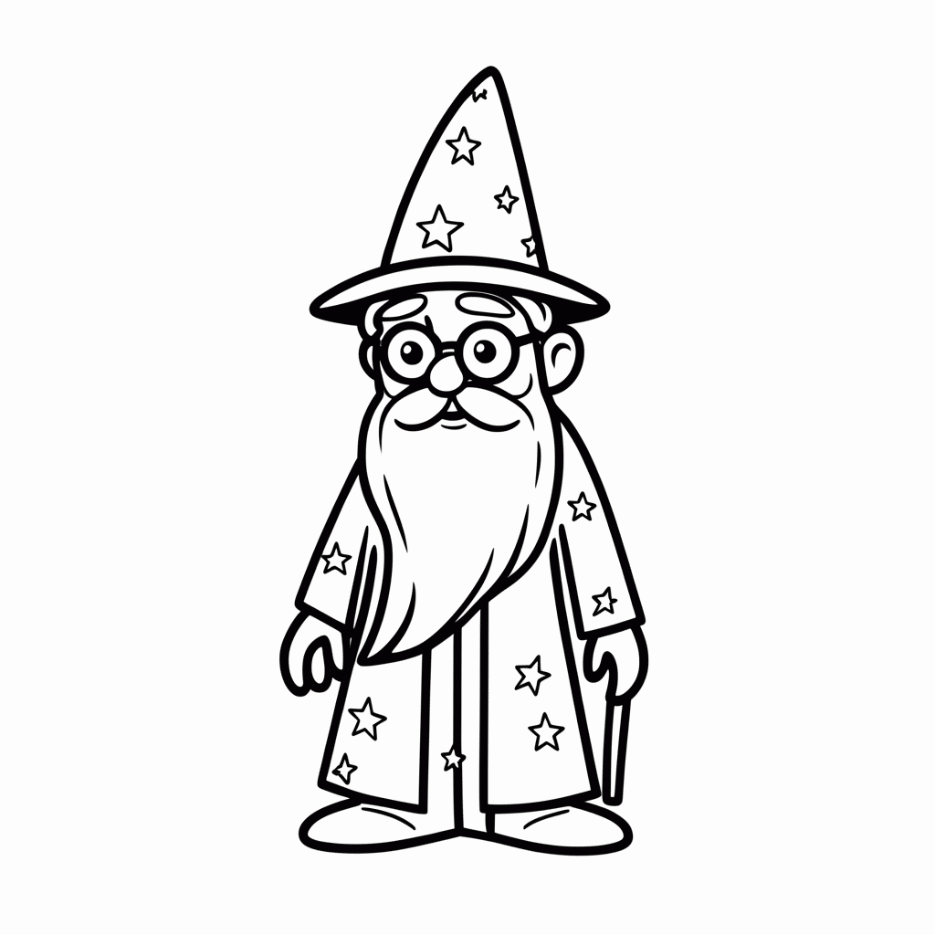Desenho de Dumbledore Com Barba para colorir e imprimir grátis em folha A4