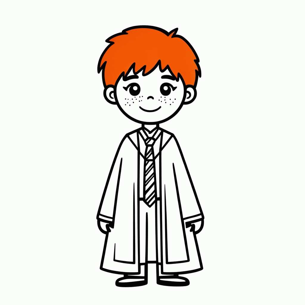 Desenho de Ron Weasley para colorir e imprimir grátis em folha A4