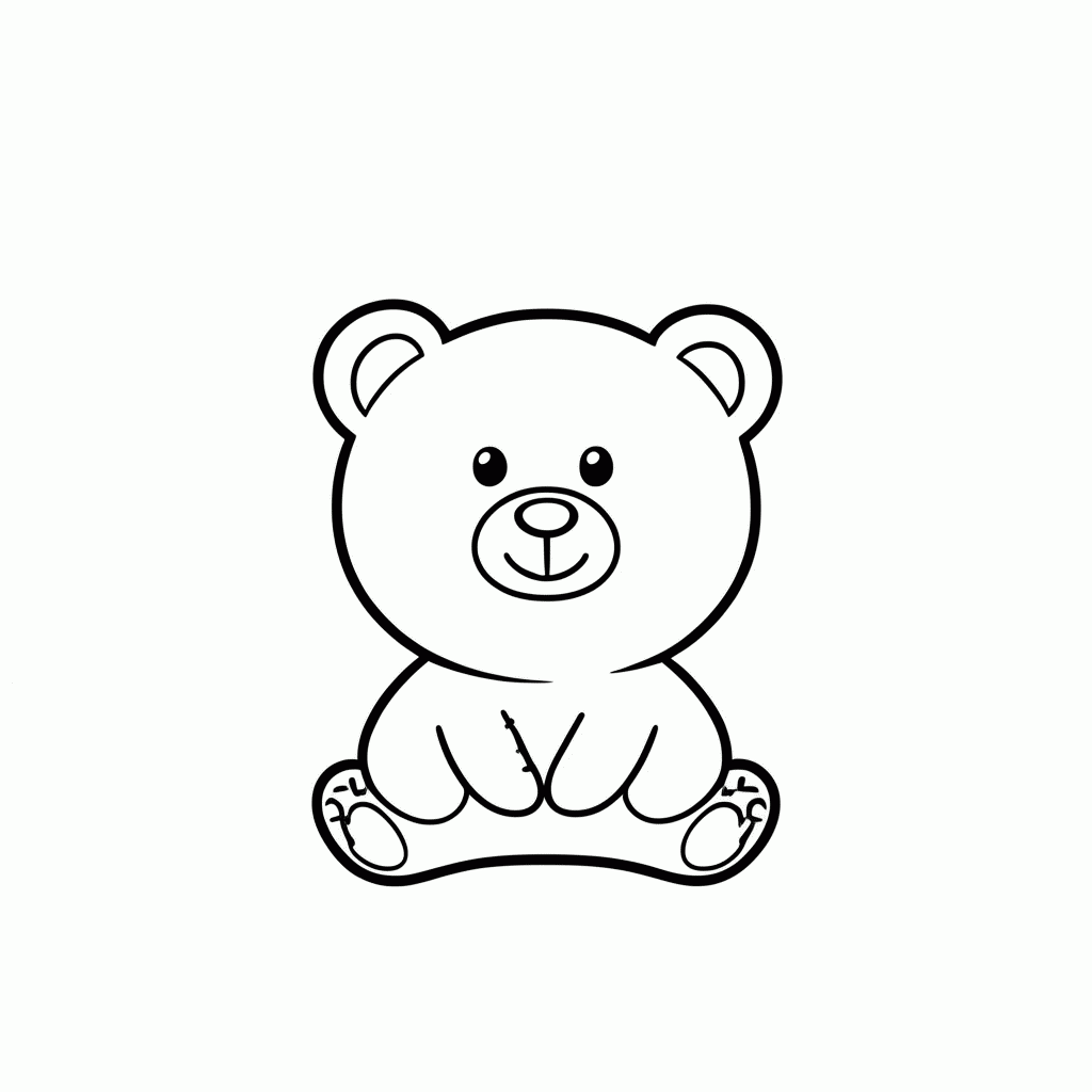 Desenho de Ursinho Rosa para colorir e imprimir grátis em folha A4