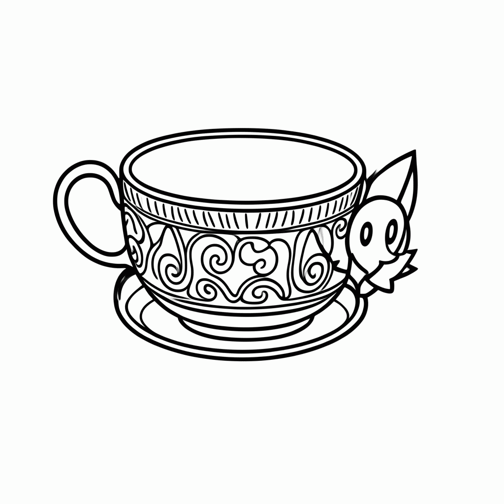 Desenho de Xicara Do Kuromi para colorir e imprimir grátis em folha A4