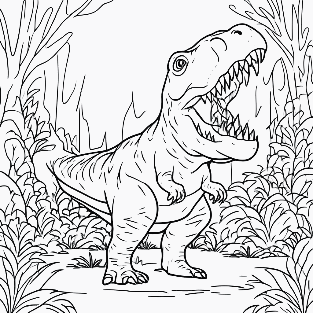 Desenho de T Rex Rugindo para colorir e imprimir grátis em folha A4