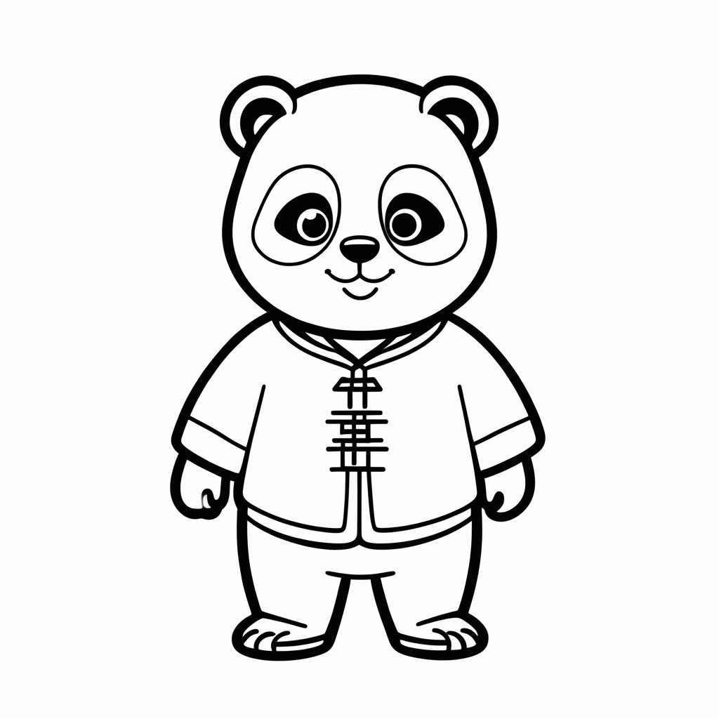 Desenho de Panda Da Aldeia para colorir e imprimir grátis em folha A4