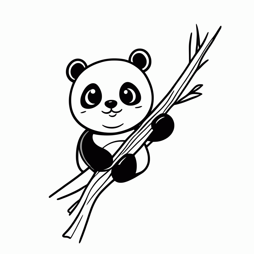 Desenho de Panda Na Arvore para colorir e imprimir grátis em folha A4