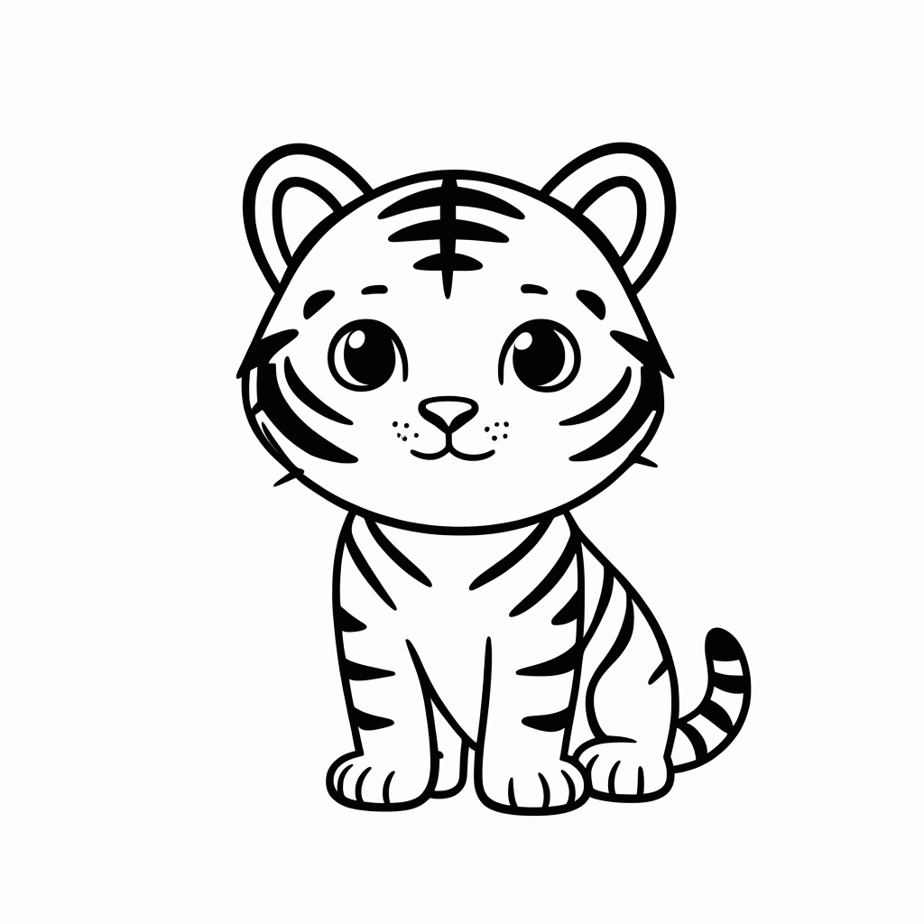 Desenho de Tigresa Bebe para colorir e imprimir grátis em folha A4