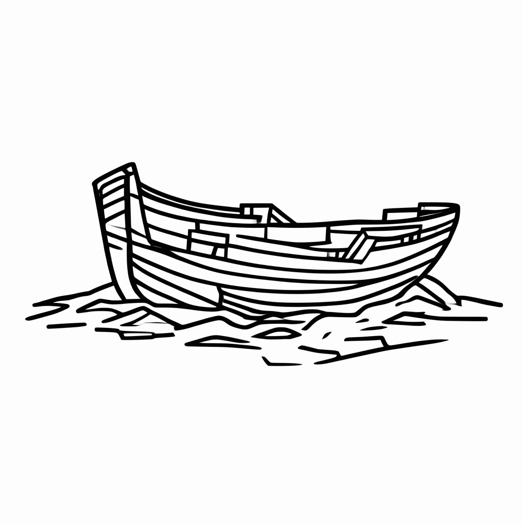 Desenho de Navio Quebrado para colorir e imprimir grátis em folha A4