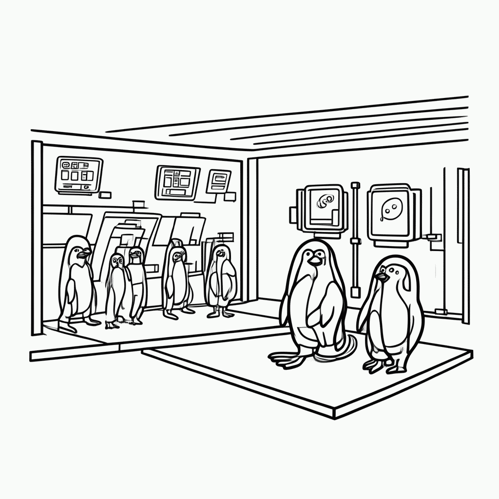 Desenho de Quartel Pinguim para colorir e imprimir grátis em folha A4