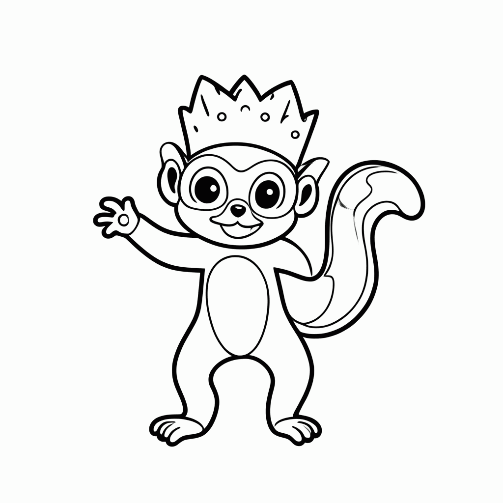 Desenho de Rei Julien Lemure para colorir e imprimir grátis em folha A4