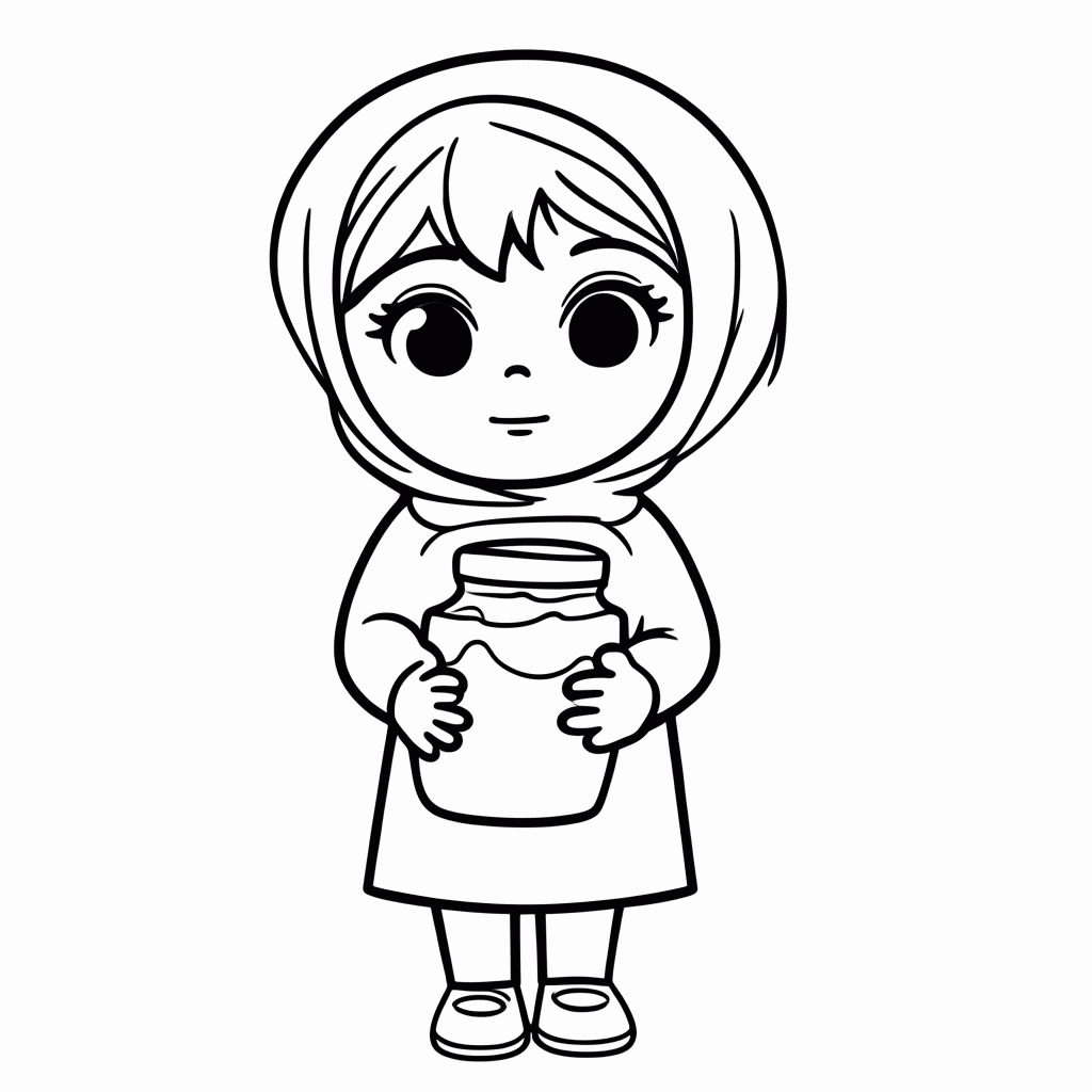 Desenho de Masha com Geleia para colorir e imprimir grátis em folha A4