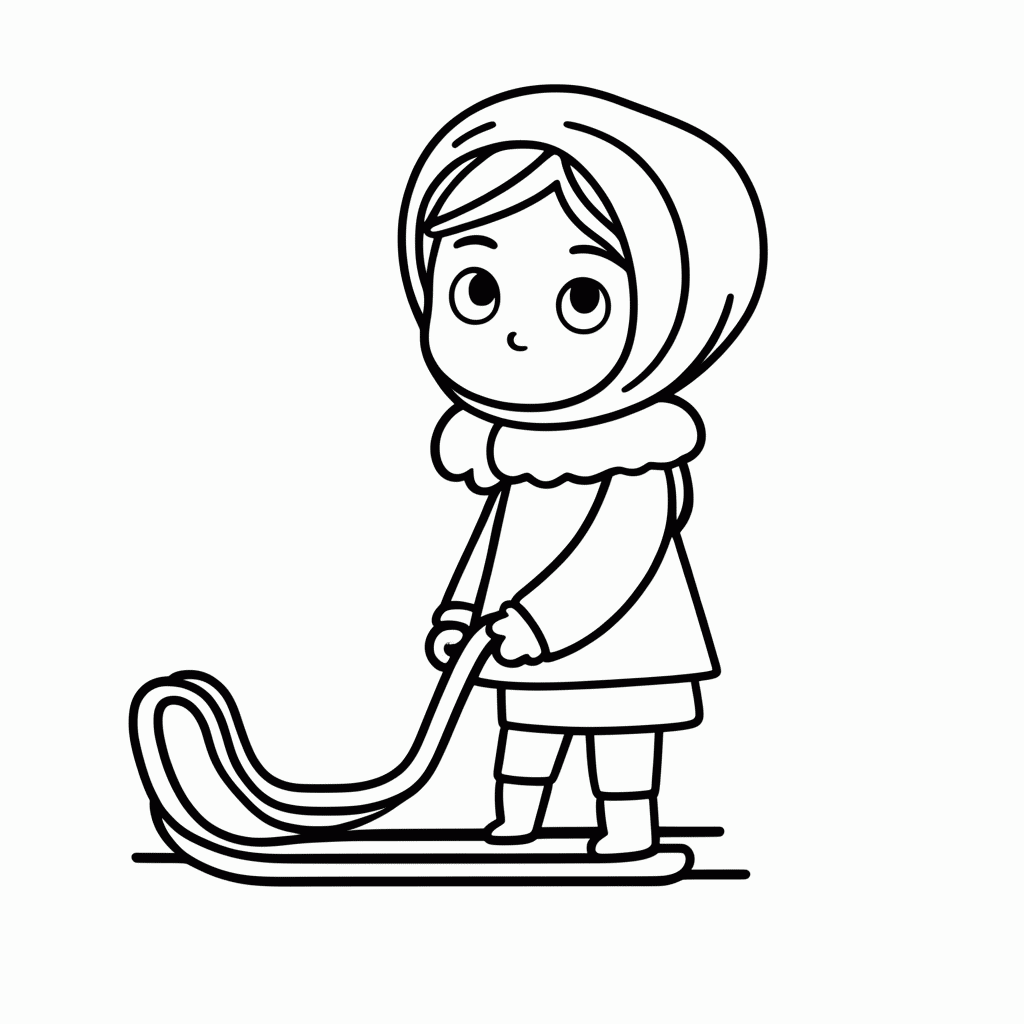 Desenho de Masha no Inverno para colorir e imprimir grátis em folha A4