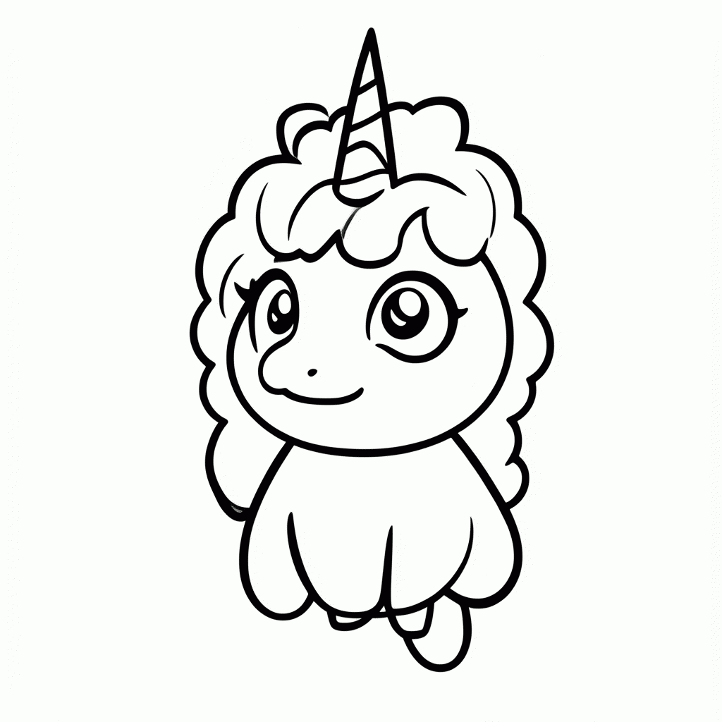 Desenho de Unicórnio Fofo para colorir e imprimir grátis em folha A4