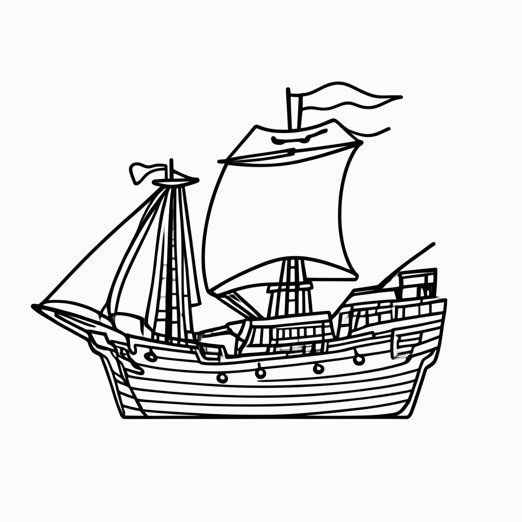 Desenho de Navio Do Pirata para colorir e imprimir grátis em folha A4