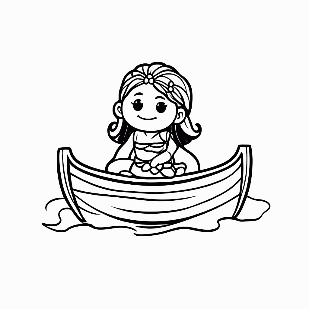 Desenho de Moana No Barco para colorir e imprimir grátis em folha A4