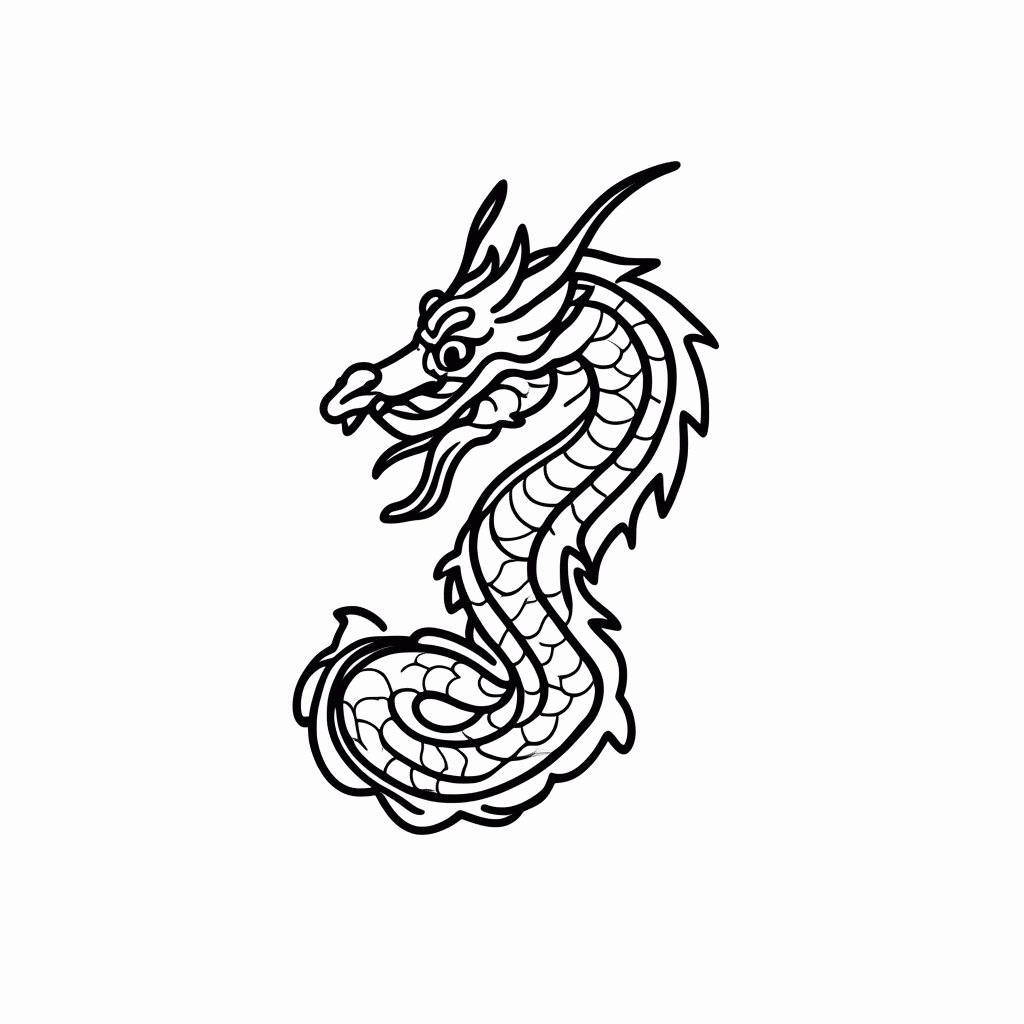 Desenho de Dragao Da Sorte para colorir e imprimir grátis em folha A4